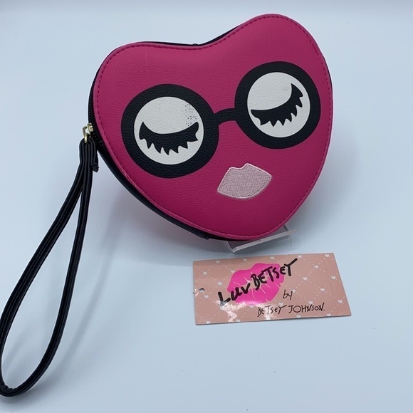 Betsey Johnson Eyes Face Heart Coin Purse Wristlet - Picture 2 of 9